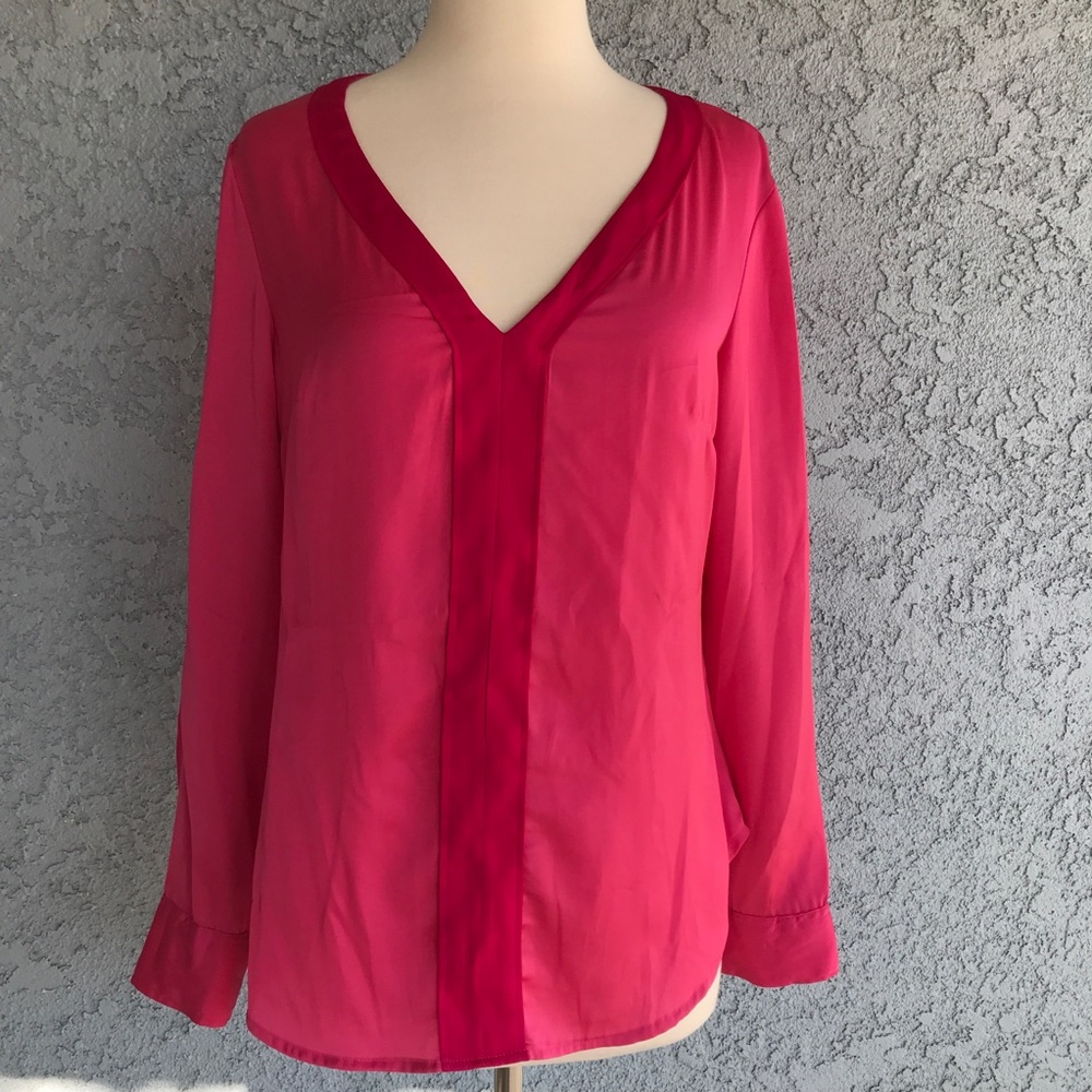 New York and Co pink top blouse shirt long sleeve